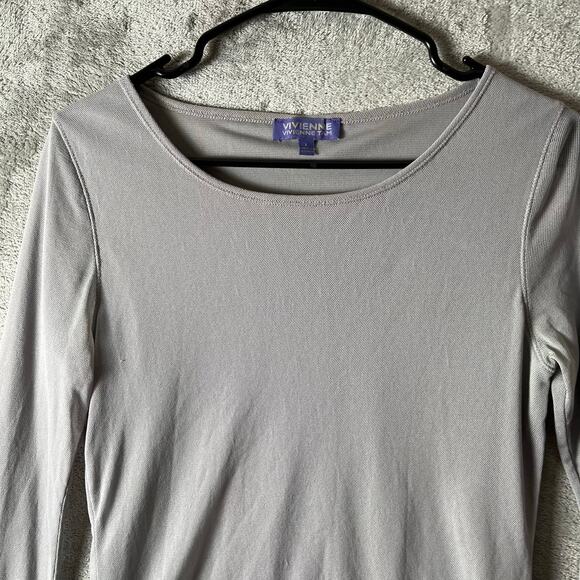 Vivienne Tam Gray Mesh Sleeves Top T Shirt size Large Vintage Y2K - Picture 6 of 7